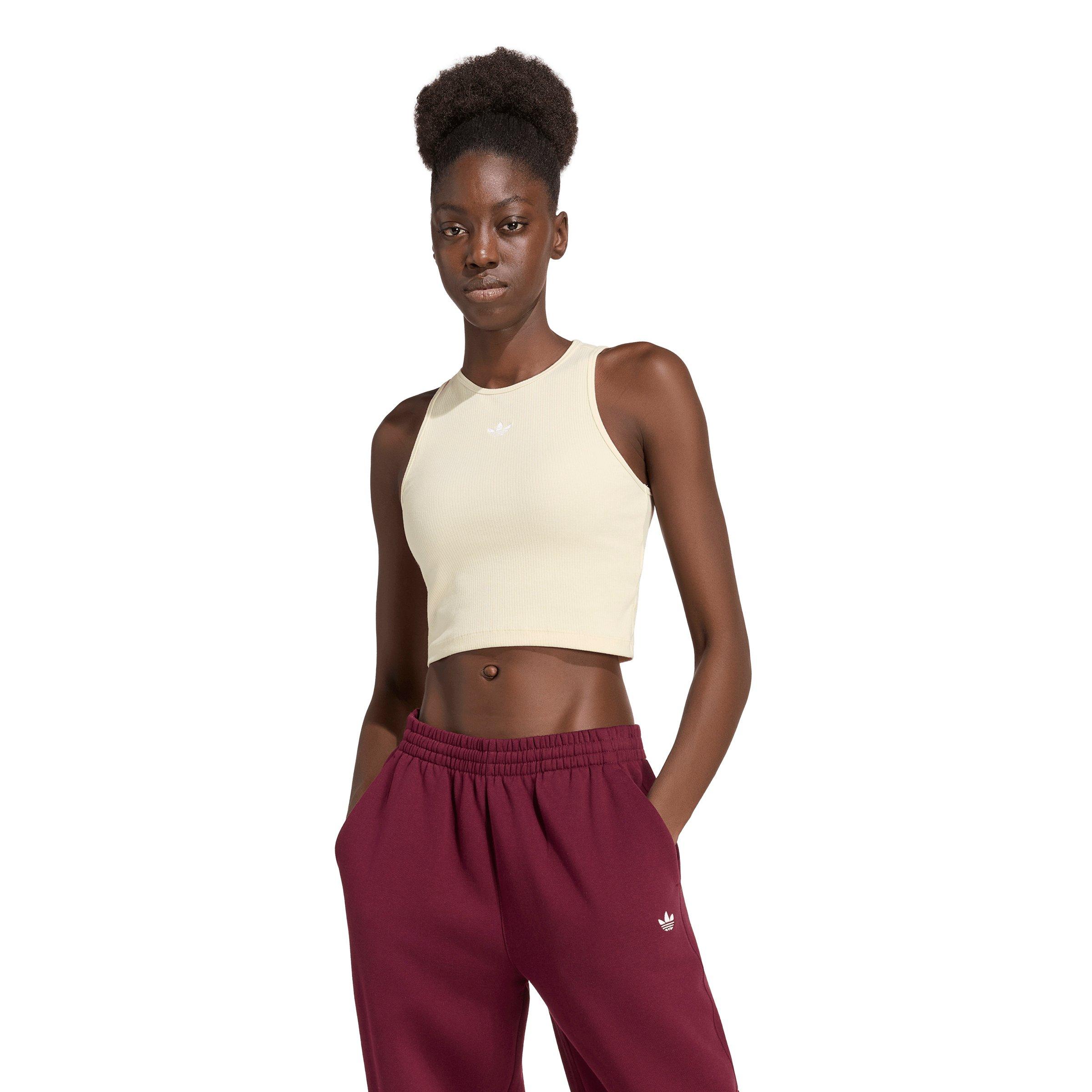 adidas Originals Women's Trefoil Essentials Rib Tank Top - Warm Vanilla - WARM VANILLA